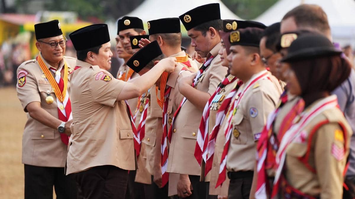 Erick Thohir Sampaikan Pesan Prabowo di Peringatan Hari Pramuka ke-65