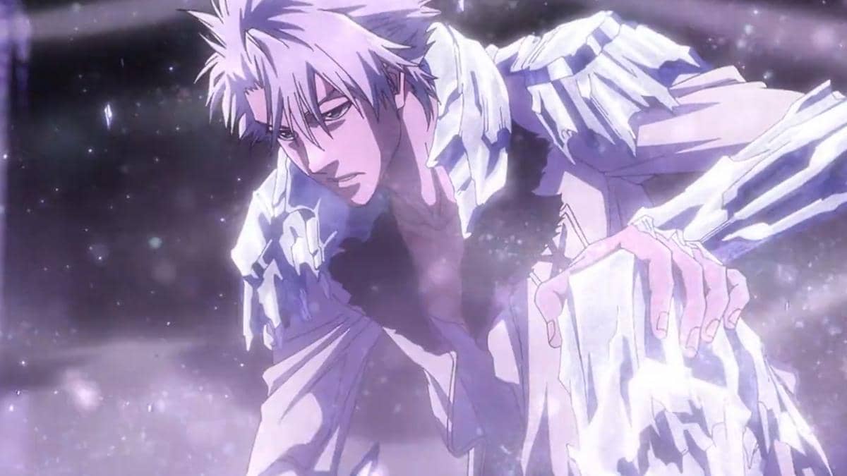 Wujud sempurna Bankai Daiguren Hyorinmaru dengan naga es besar dan kristal es mengelilingi penggunanya.
