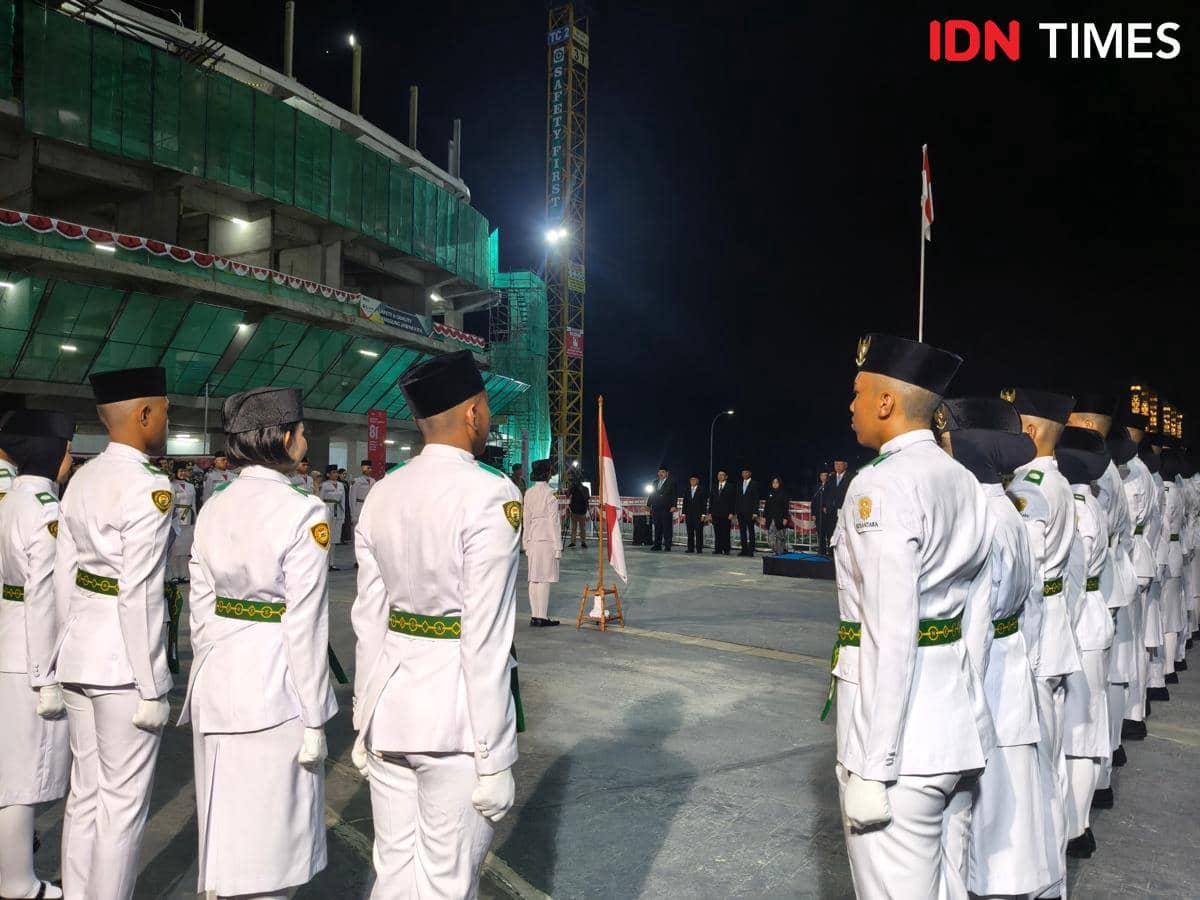 Potret pengukuhan Paskibraka Upacara HUT Kemerdekaan RI ke-81 di IKN, Kalimantan Timur