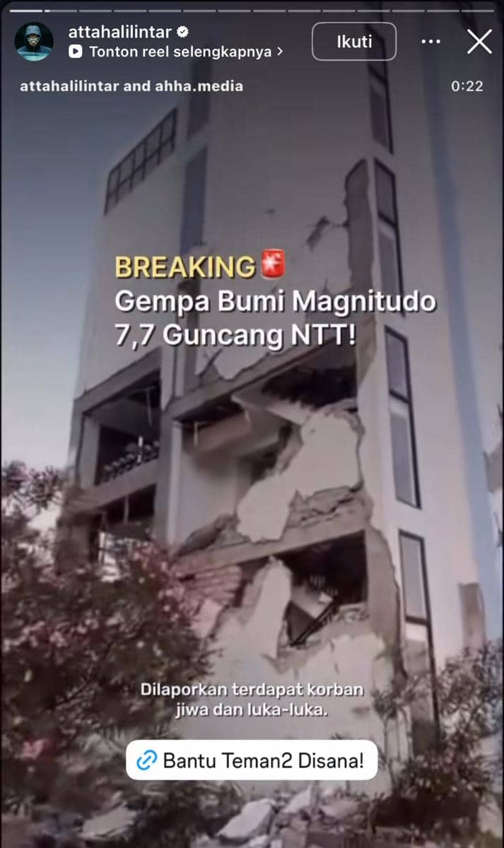 Potret Atta Halilintar dalam unggahan yang dibagikan melalui akun Instagram @attahalilintar miliknya.