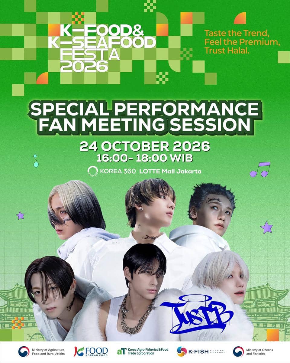 Potret grup K-pop JUST B dalam unggahan yang dikreditkan kepada akun Instagram @tasteoflovekfood, sesuai caption.