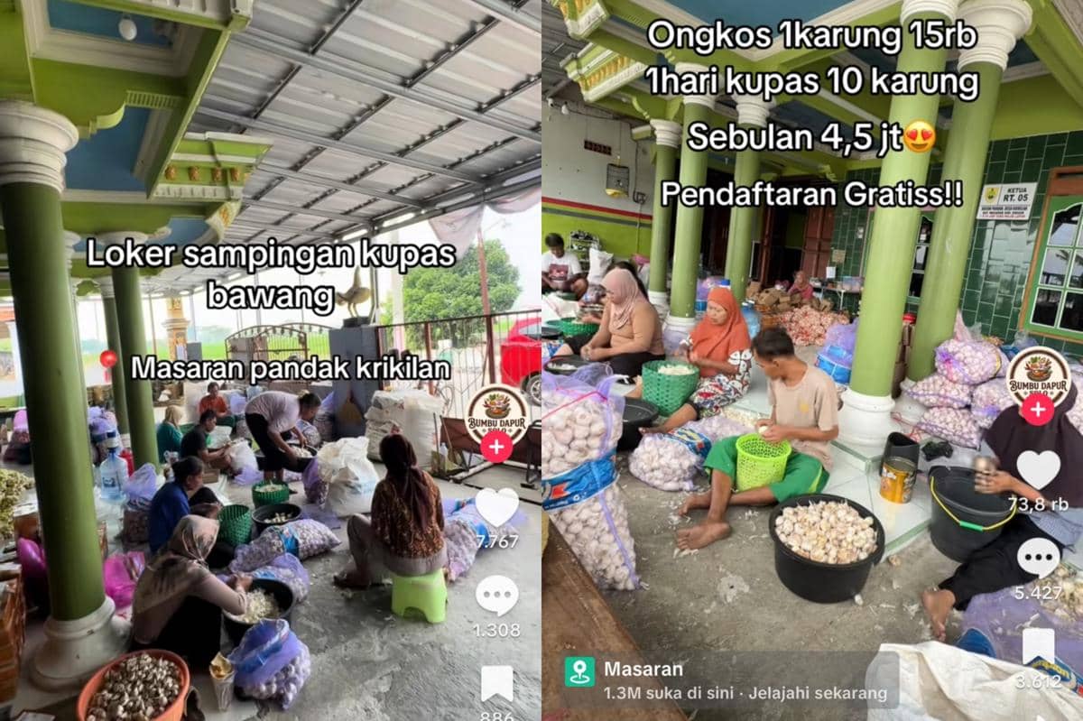 Di Masaran Jawa Tengah, Upah Kupas Bawang Rp15 Ribu per Karung