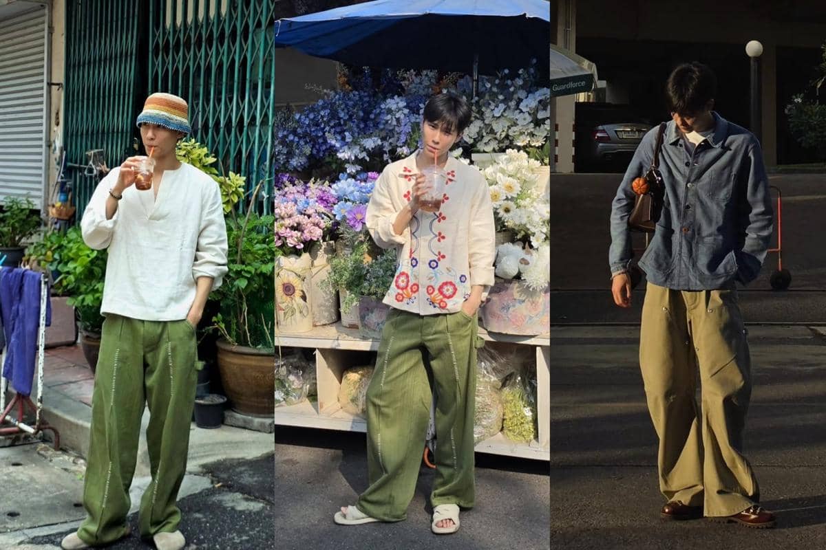 10 Padu Padan Celana Gombrong ala Junior Panachai, Effortless Stylish!