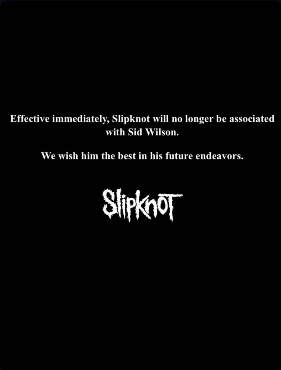 Pernyataan Slipknot yang umumkan resmi berpisah dengan Sid Wilson (instagram.com/knotfest)