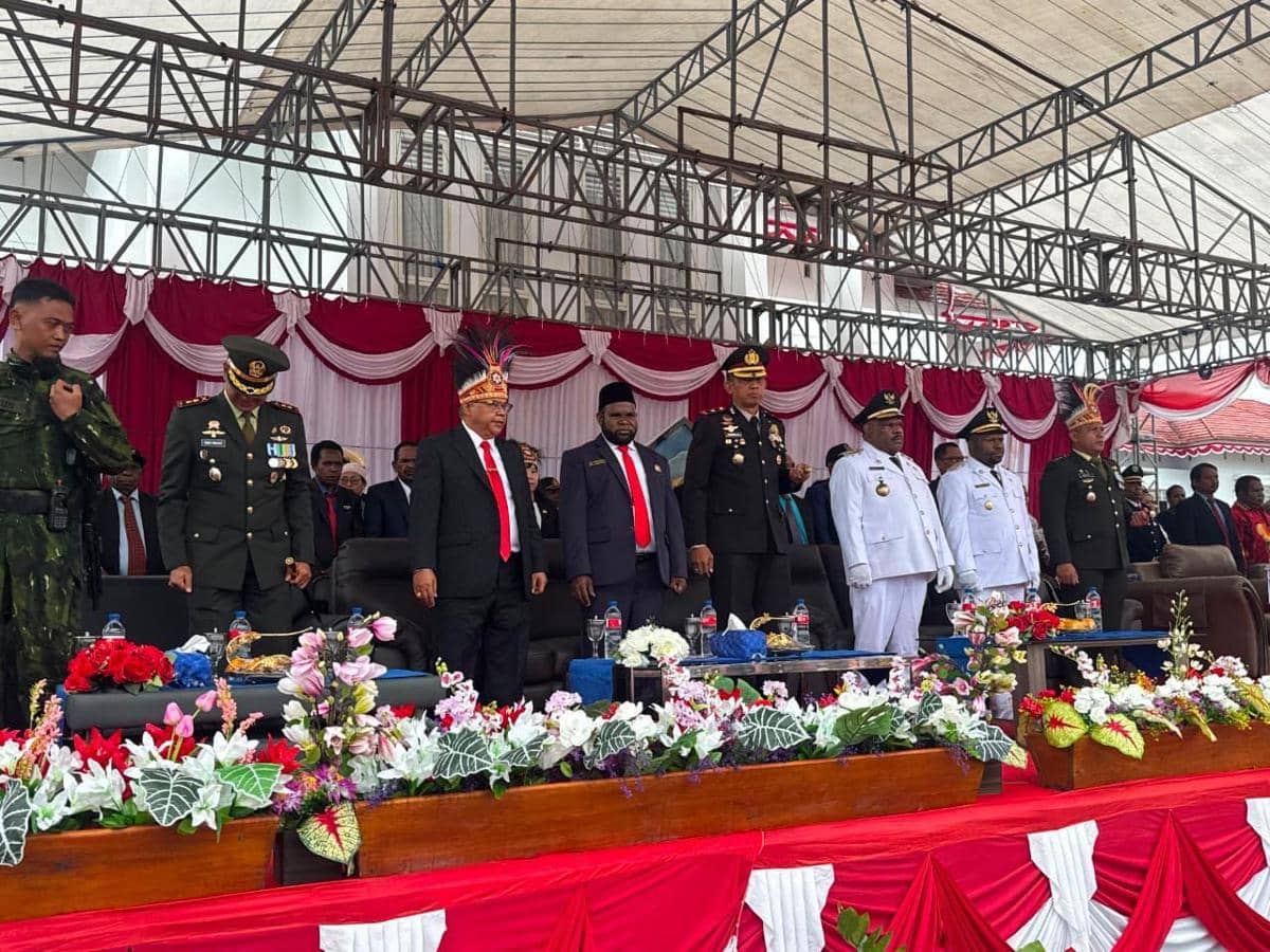 Satgas Damai Cartenz Kawal Upacara HUT ke-81 RI di Yahukimo
