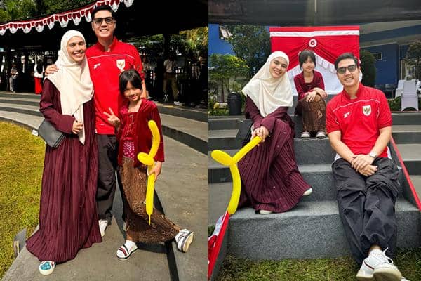Momen Nycta Gina dan Kinos Rayakan HUT Ke-81 RI di Sekolahan Anak