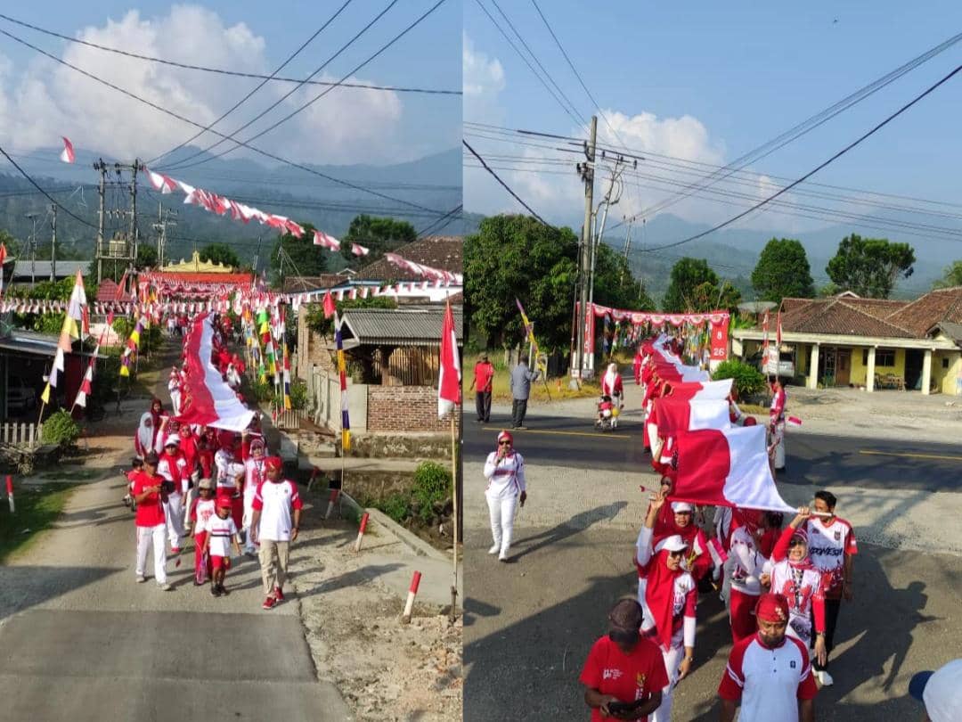 Rayakan HUT RI, Warga Desa di Lamsel Arak Bendera Merah Putih 81 Meter