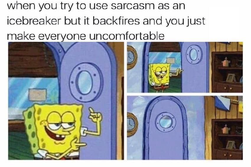 8 Meme SpongeBob tentang Momen Canggung, Suka Salah Ngomong