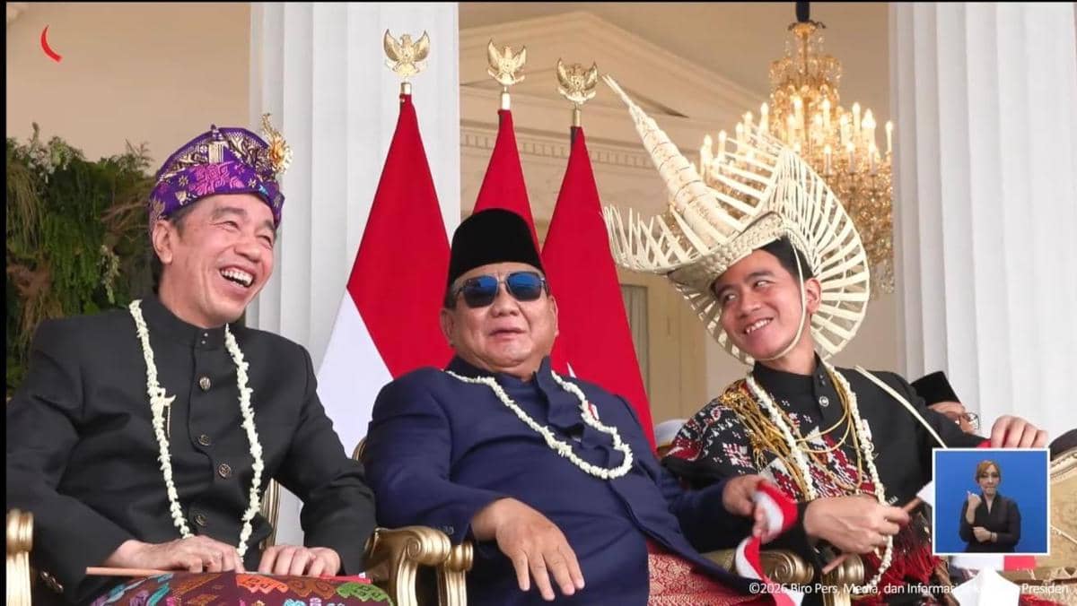 Kala Prabowo, Jokowi, Gibran Duduk Bersama Saling Senyum di HUT RI