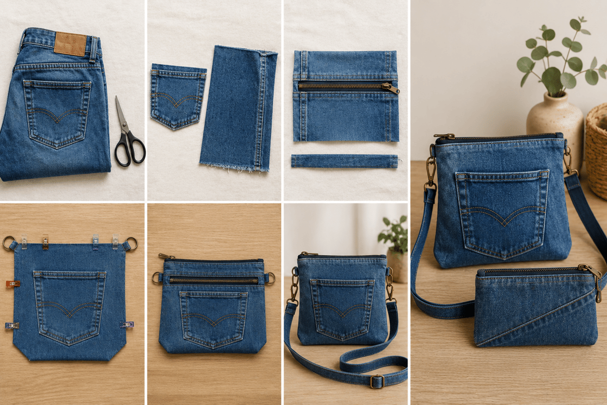Ilustrasi tas dari jeans (generated image by ChatGPT/Robertus Ari)