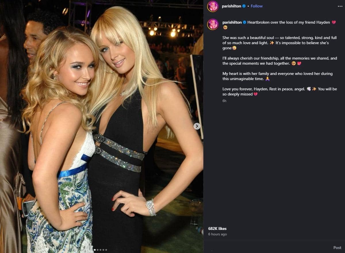 Unggahan Instagram Paris Hilton berisi ucapan duka atas meninggalnya aktris Hollywood Hayden Panettiere.
