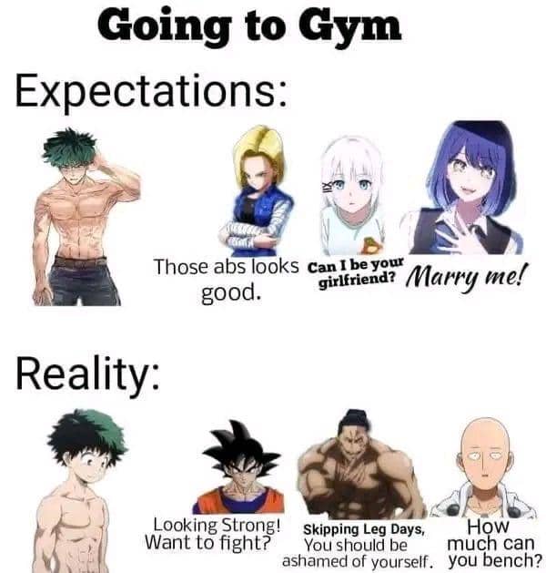 meme anime tentang leg day