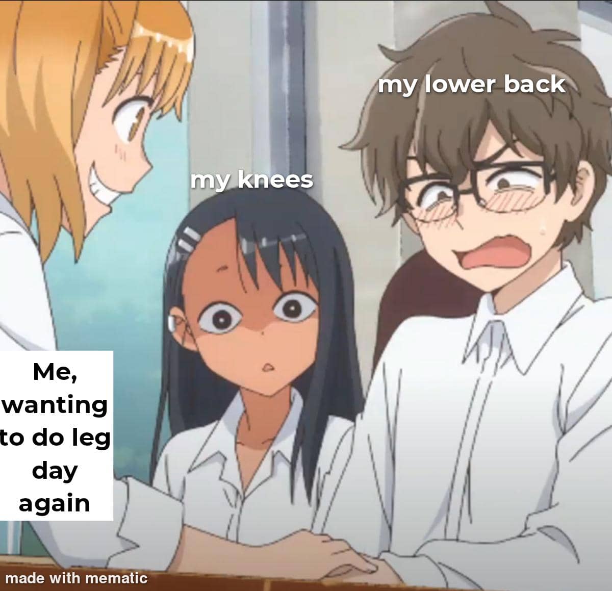 meme anime tentang leg day
