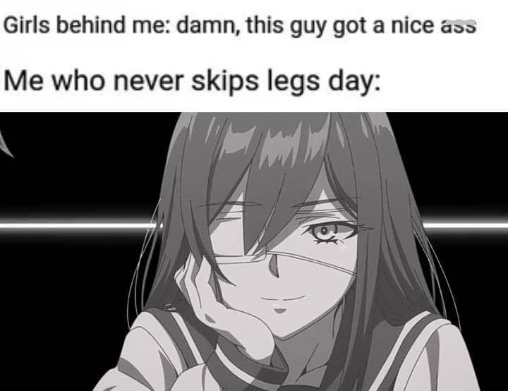 meme anime tentang leg day