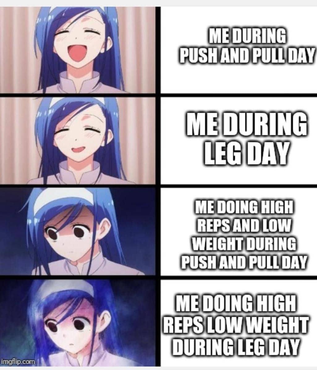 meme anime tentang leg day