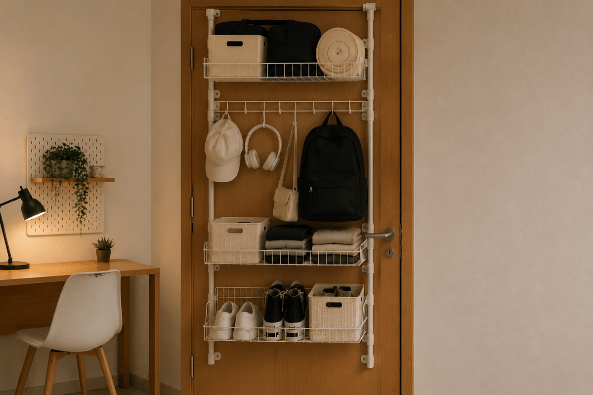 Ilustrasi storage belakang pintu (generated image by ChatGPT/Robertus Ari)