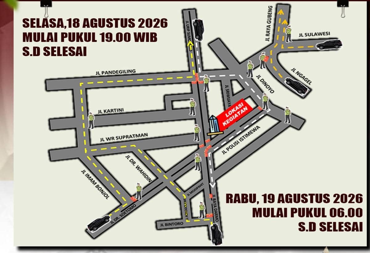 Dear Warga Surabaya, Ada Hari Juang Polri, Ini Pengalihan Lalinnya