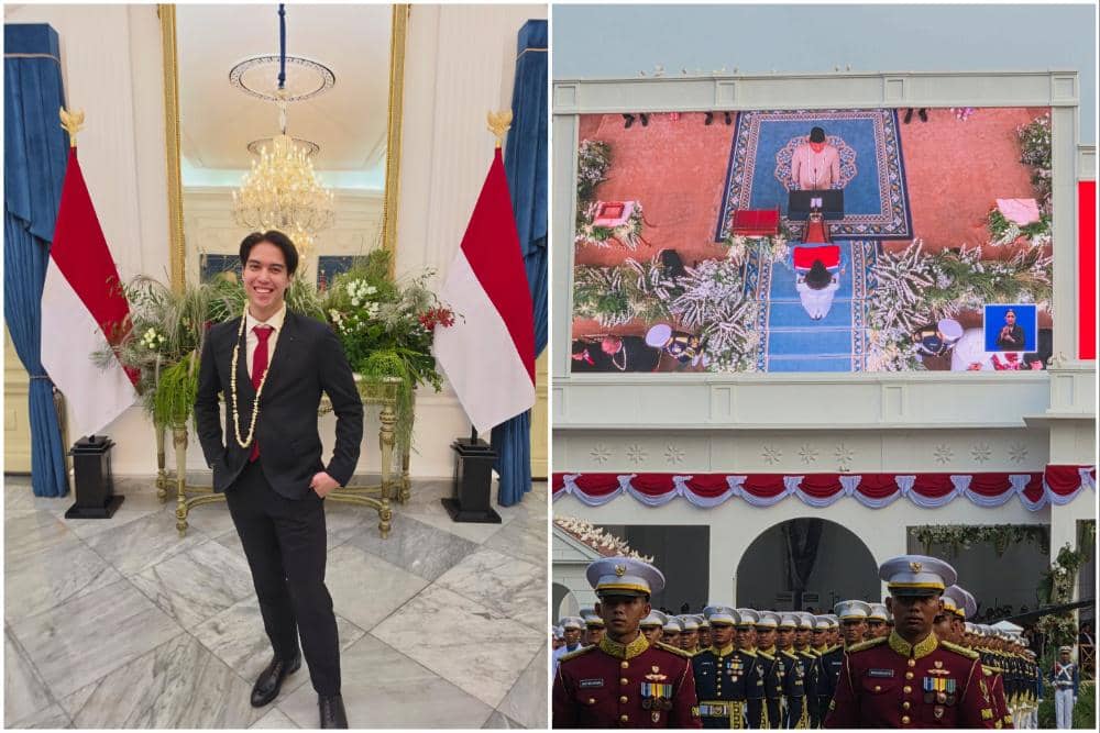 10 Potret El Rumi Hadir di Upacara Penurunan Bendera di Istana Merdeka