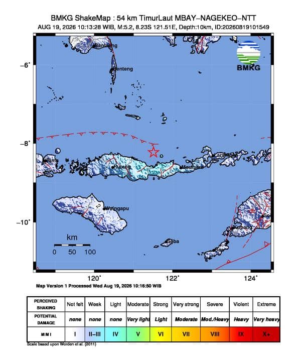 2.768 Gempa Susulan Guncang NTT, BMKG Imbau Warga Waspada