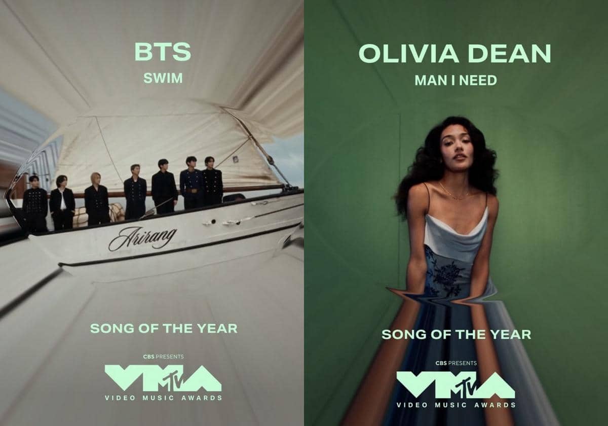 Grafis promosi nominasi MTV VMAs 2026 dengan logo MTV dan teks pengumuman penghargaan di latar gelap.