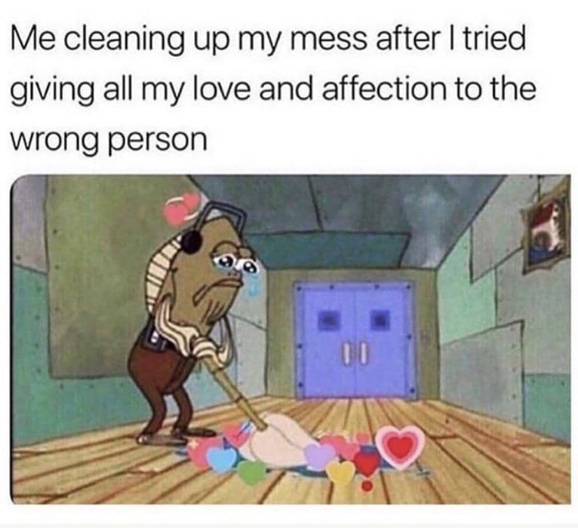 meme SpongeBob tentang putus cinta