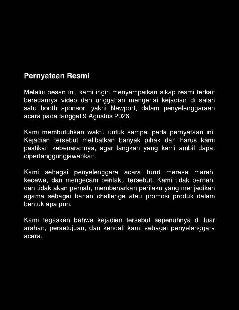 Tangkapan layar pernyataan dari The Sounds Project yang diunggah melalui akun Instagram resmi mereka.