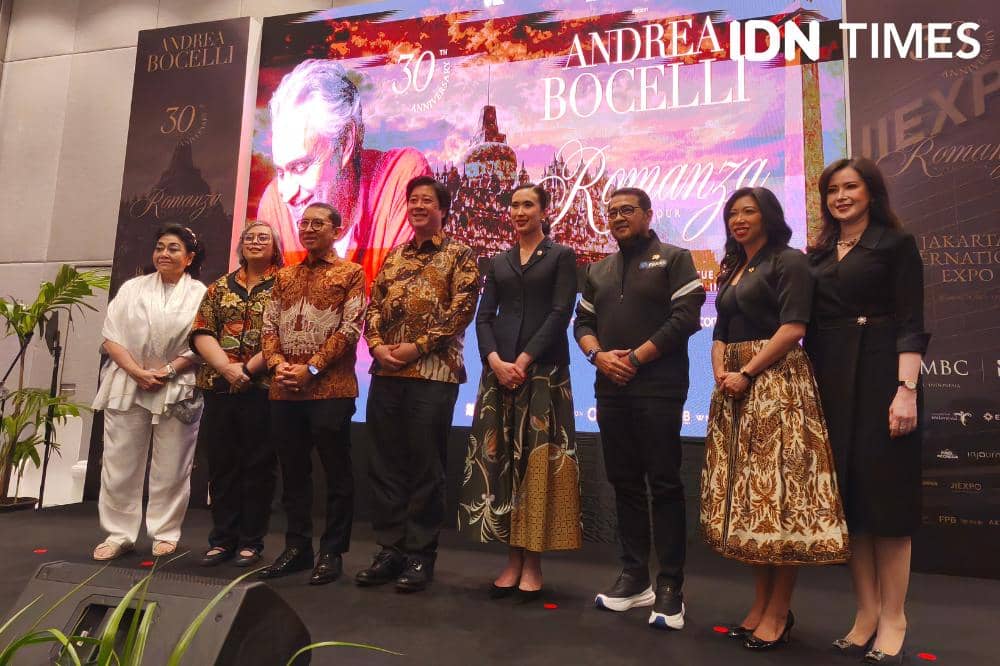 Potret press conference konser Andrea Bocelli di Jakarta, Rabu (19/8/2026) (IDN Times/Juan Dwi)
