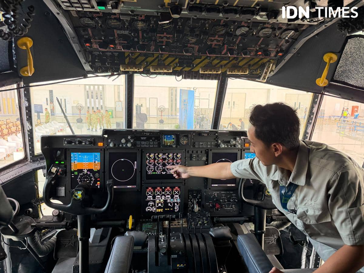 Pesawat Hercules C-130 A-1319 milik TNI Angkatan Udara (AU) yang telah dimodernisasi oleh GMF AeroAsia.