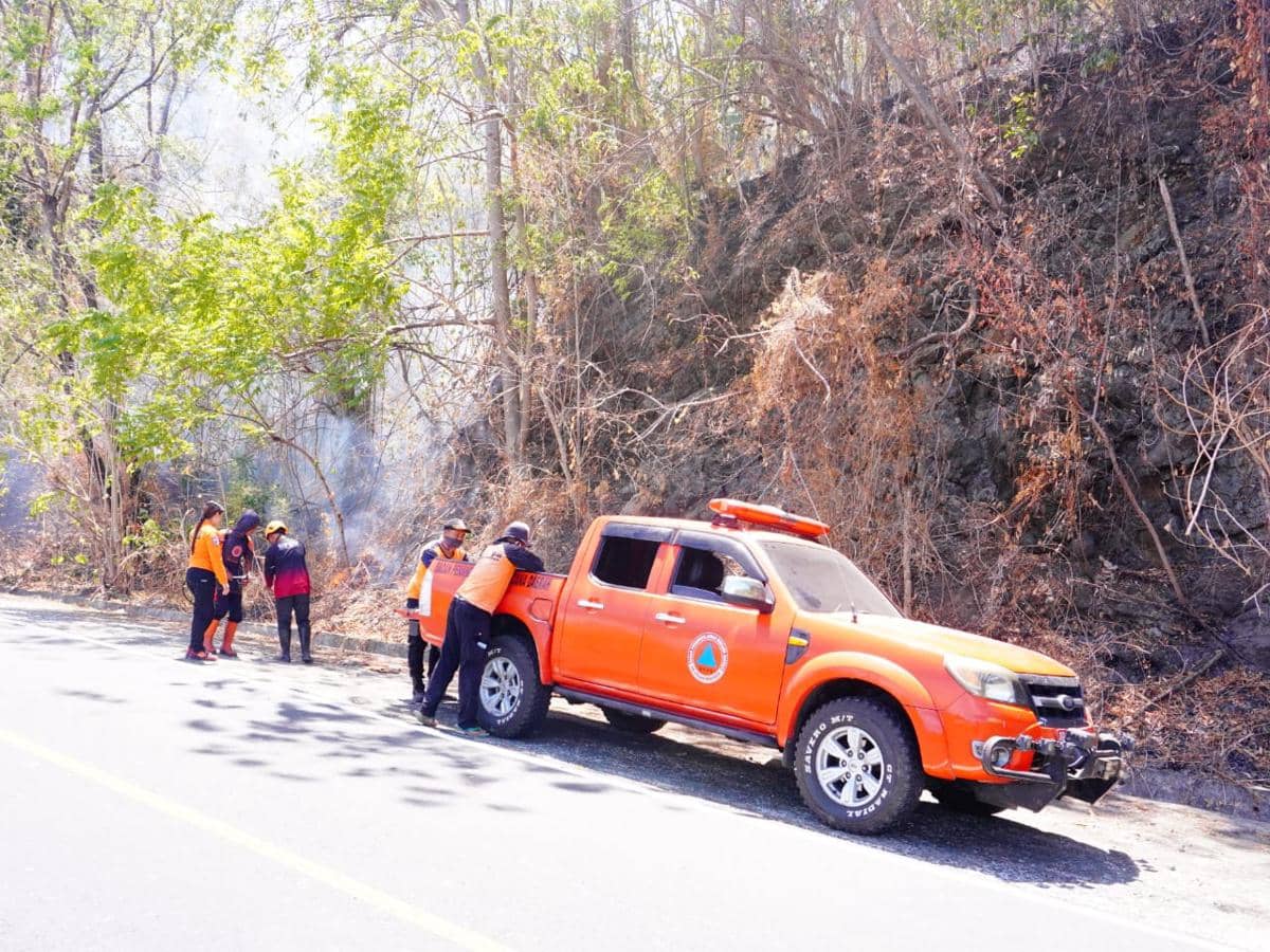 Personil gabungan memadamkan api yang membakar 3.25 hektare di Kabupaten Bolaang Mongondow, Provinsi Sulawesi Utara, Selasa (18/8/2026). (Do