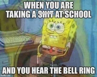 meme SpongeBob tentang momen menakutkan