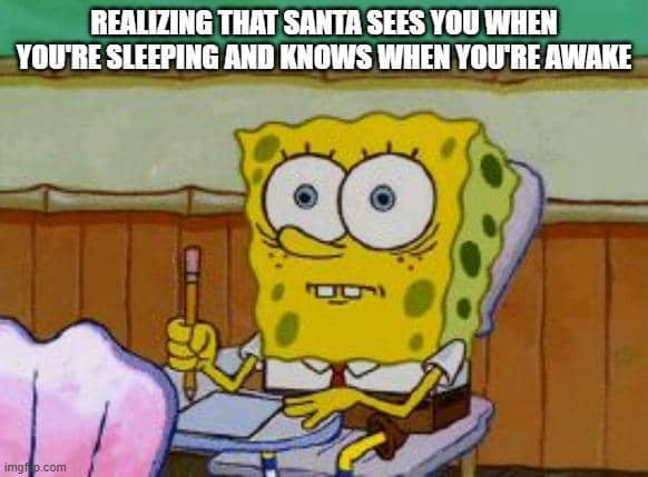 meme SpongeBob tentang momen menakutkan
