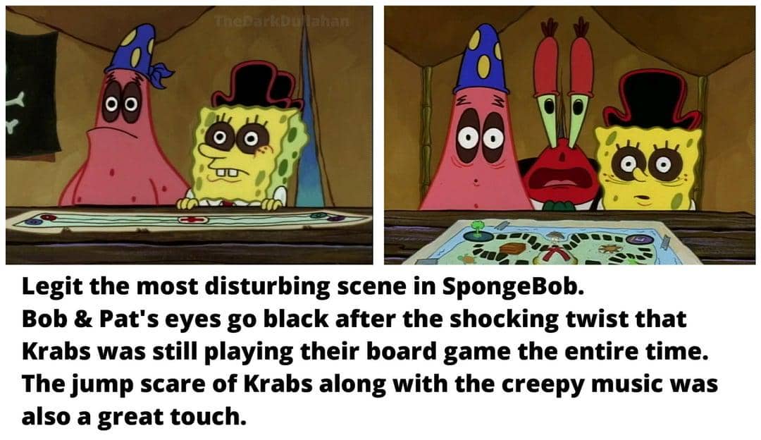 meme SpongeBob tentang momen menakutkan