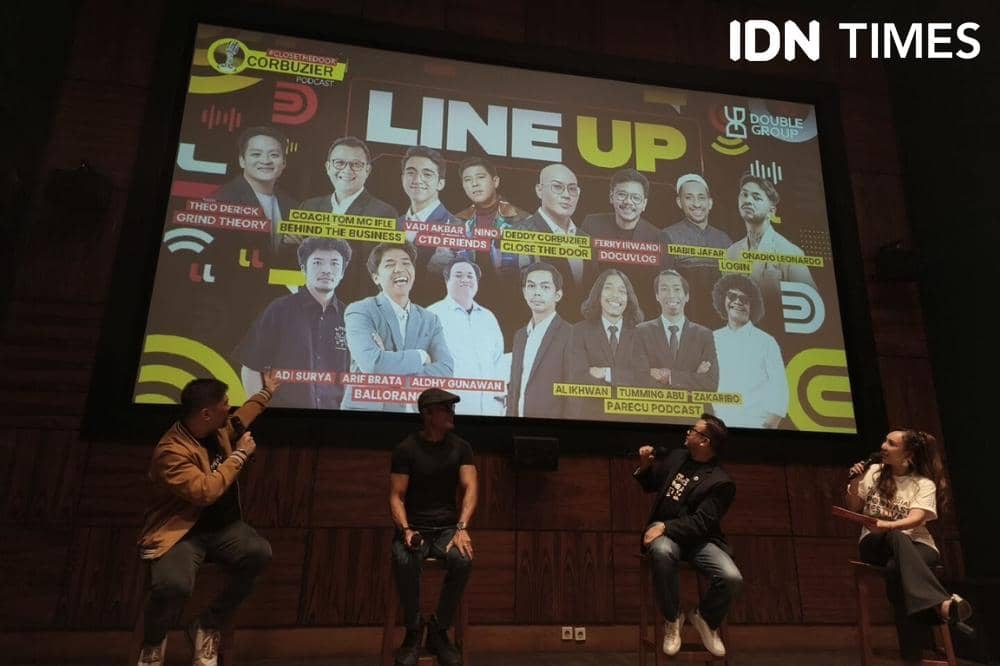 Potret press conference Indonesian Podcast Festival yang digelar di Jakarta Selatan, Kamis (20/8/2026) (IDN Times/Juan Dwi)