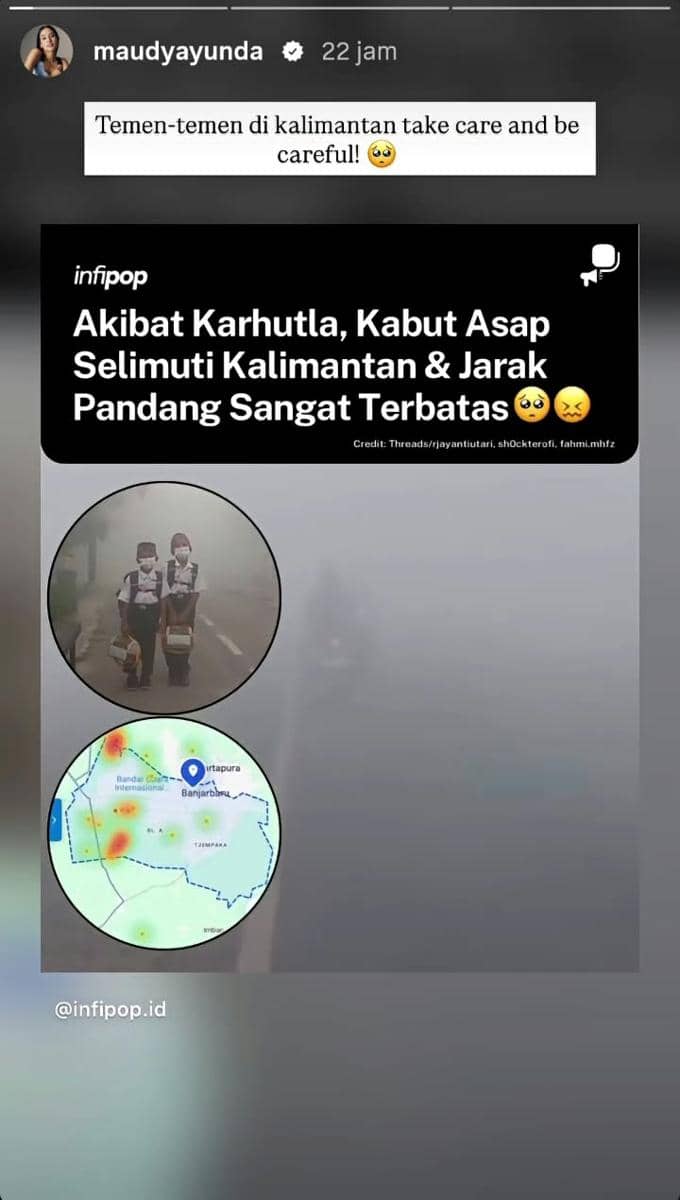 Maudy Ayunda suarakan kebakaran di Kalimantan 