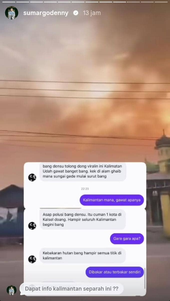 Denny Sumargo suarakan kebakaran di Kalimantan