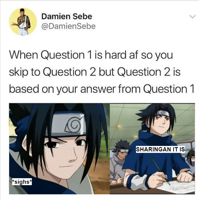 meme Naruto tentang ujian