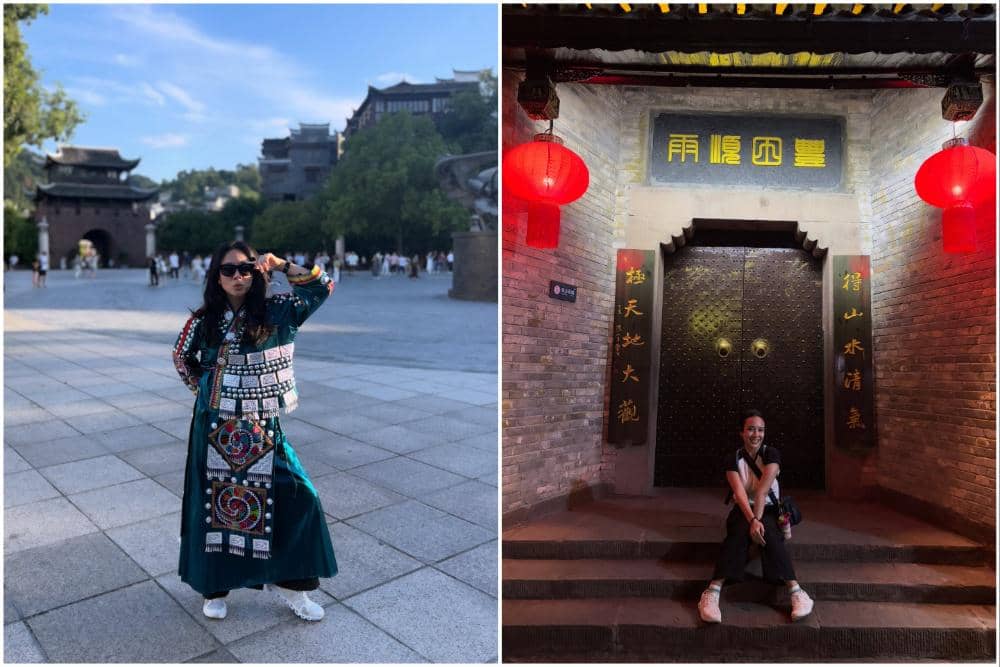 9 Potret Dea Ananda Jalan-jalan di Kota Fenghuang, China