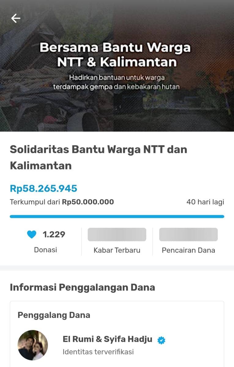 El Rumi dan Syifa Hadju galang dana untuk Karhutla Kalimantan 2026