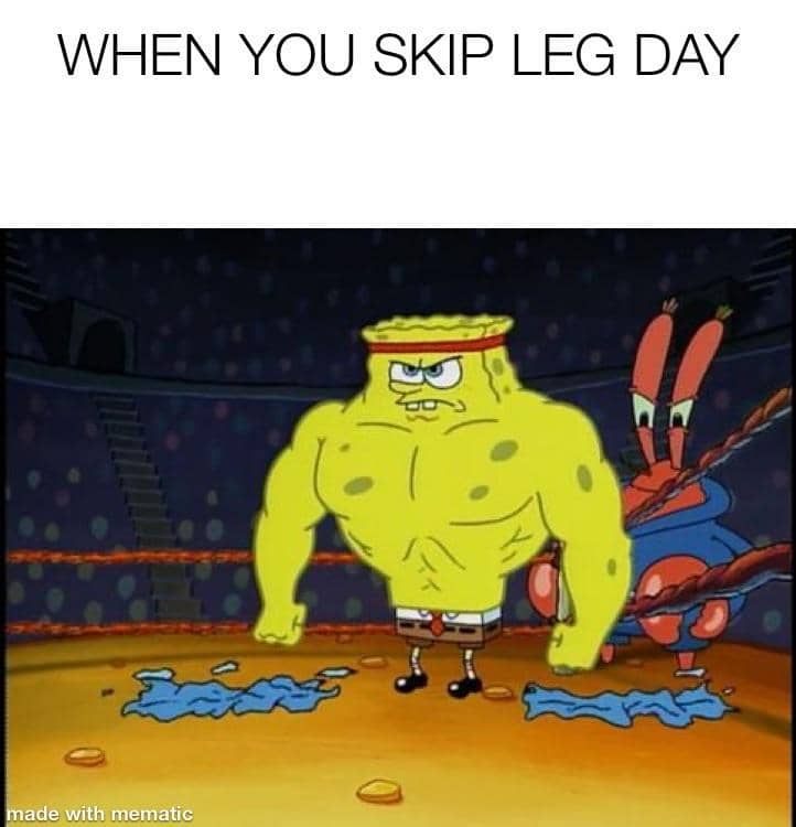 meme SpongeBob tentang leg day