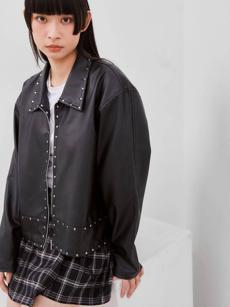 CATHA - Studded Synthetic Leather Jacket