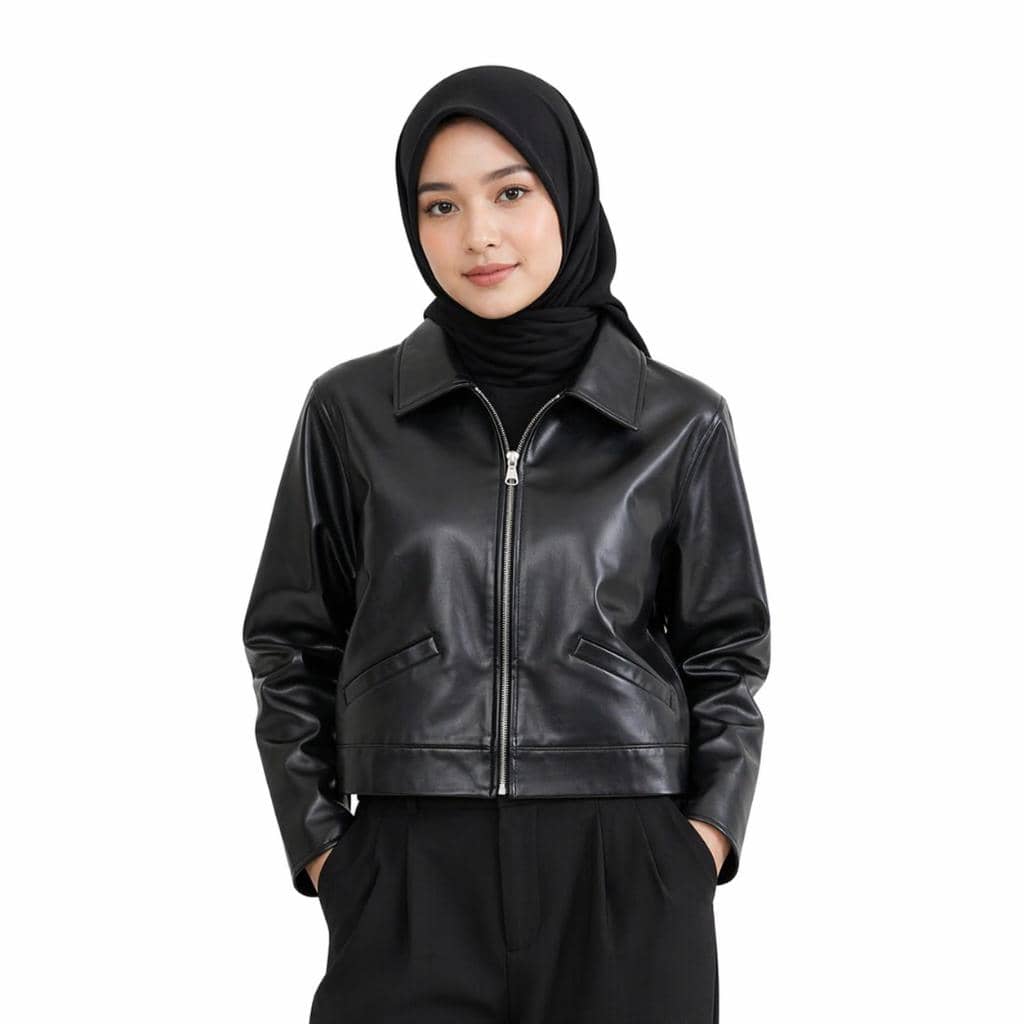 Dhozen Jaket Kulit Minimalis Crop