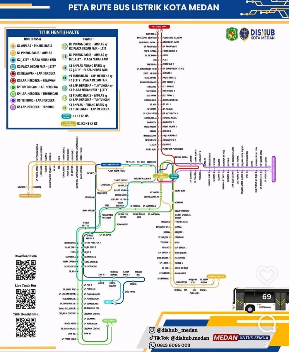 Bus Listrik Medan-Binjai-Deli Serdang Masih Gratis, Berikut Rutenya