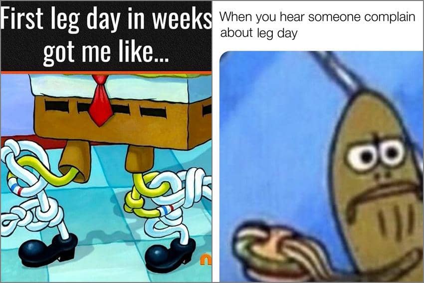 8 Meme SpongeBob tentang Leg Day, Hari Pertama Berat Banget