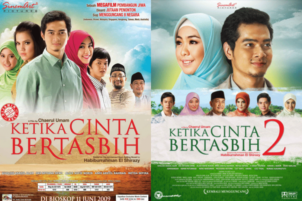 Poster film Ketika Cinta Bertasbih dan Ketika Cinta Bertasbih 2 (dok. Sinemart Pictures/Ketika Cinta Bertasbih/Ketika Cinta Bertasbih 2)