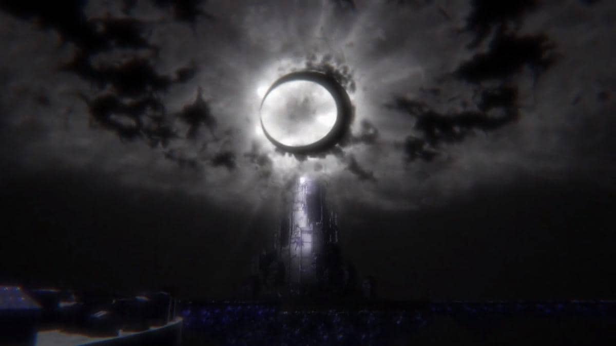 Ichigo menggunakan Getsuga Tensho versi Blood Chains dengan aura energi merah gelap dalam Bleach TYBW Part 4.