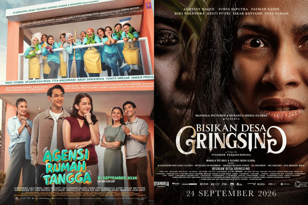 Daftar film tayang di bioskop Indonesia September 2026 (dok. Starvision/Agensi Rumah Tangga | dok. Mandela Pictures/Bisikan Desa Gringsing)