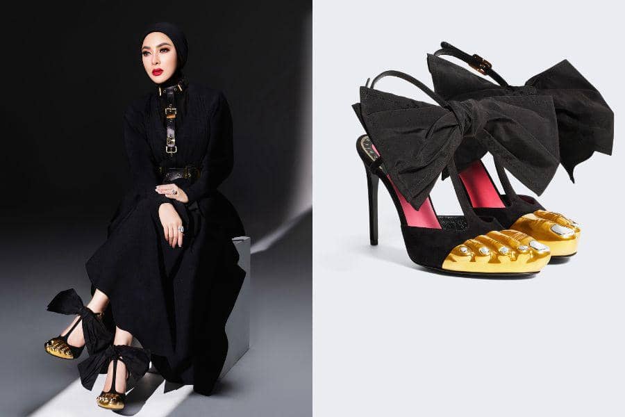 Syahrini Pakai Harness Belt Giuseppe Zanotti dan Heels Schiaparelli