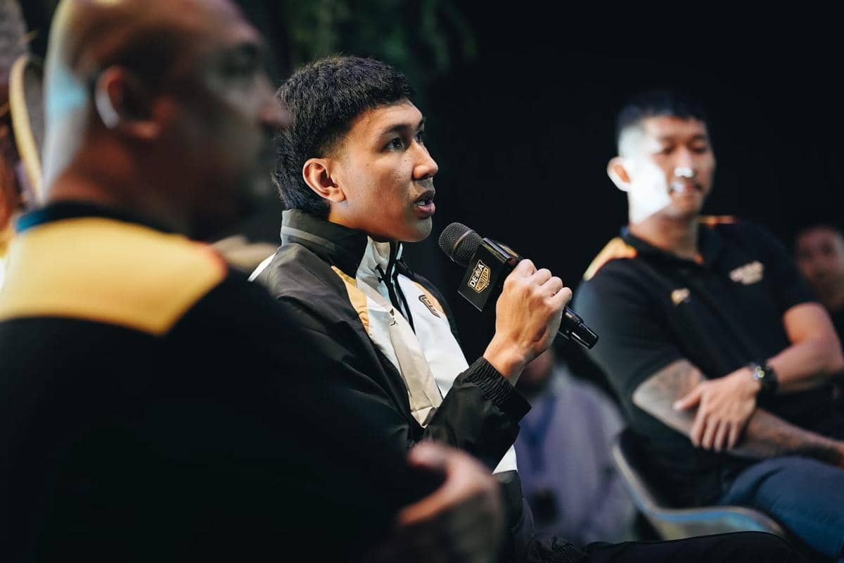 Pandu Wiguna dalam pengumuman resmi bergabung dengan Dewa United Banten sebagai pemain baru tim basket.