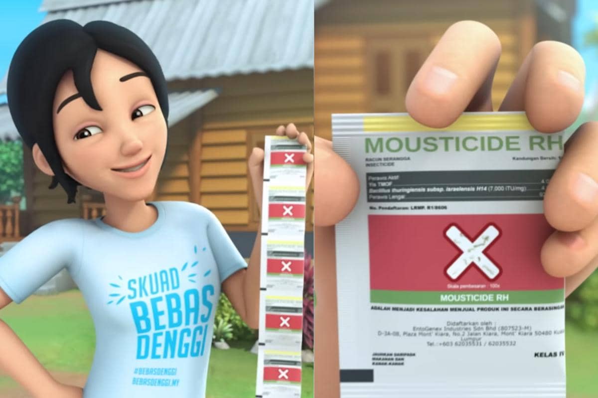 Kak Ros memperkenalkan mousticide, salah satu produk penting di dalam kit perlindungan demam berdarah