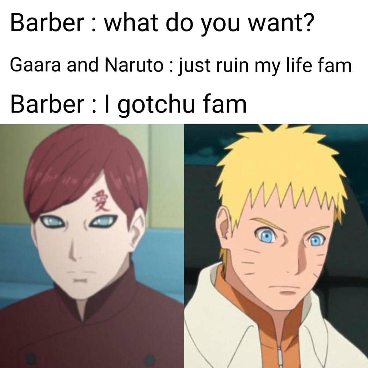 meme anime tentang gaya rambut cowok